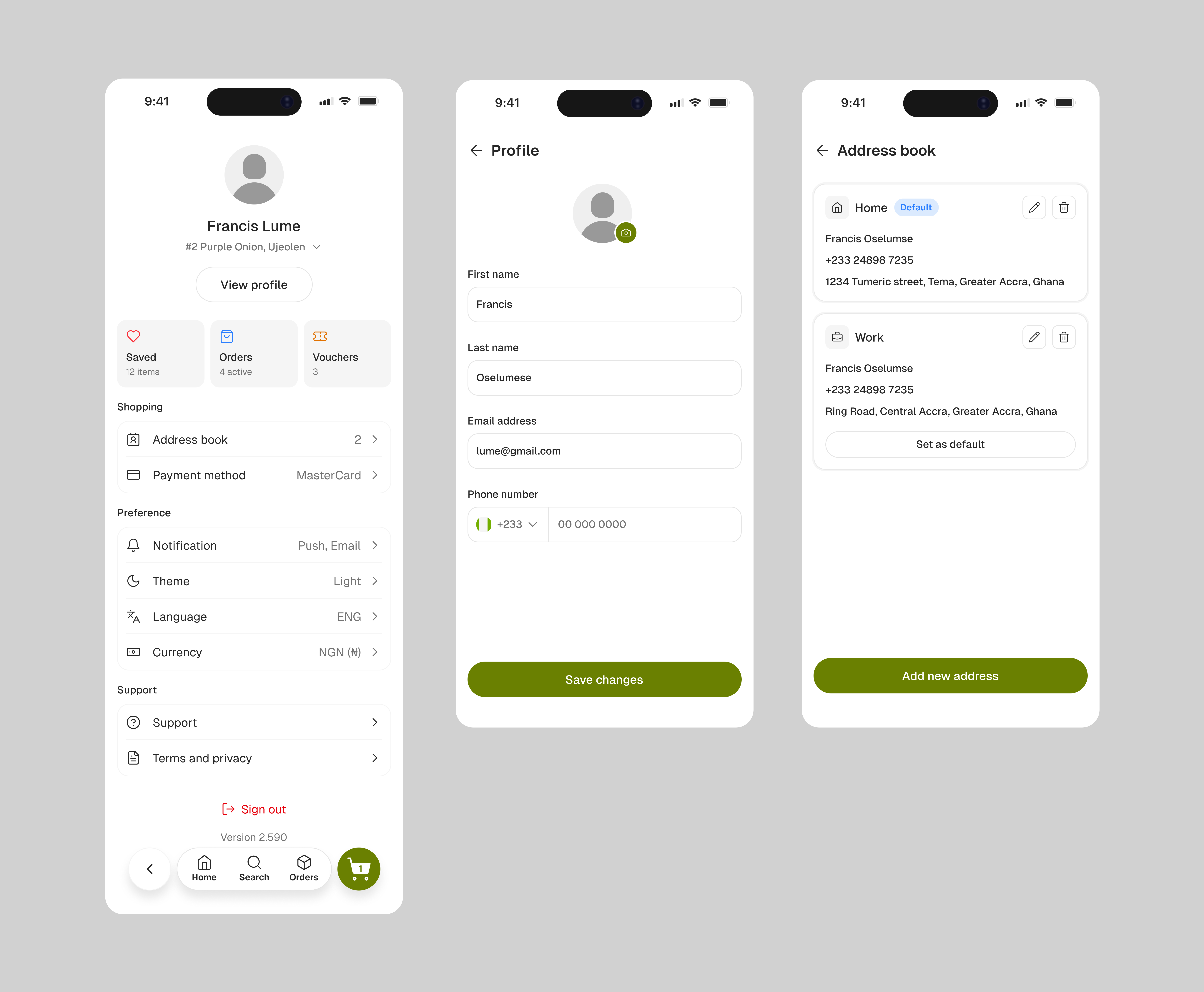 Kaycart address book